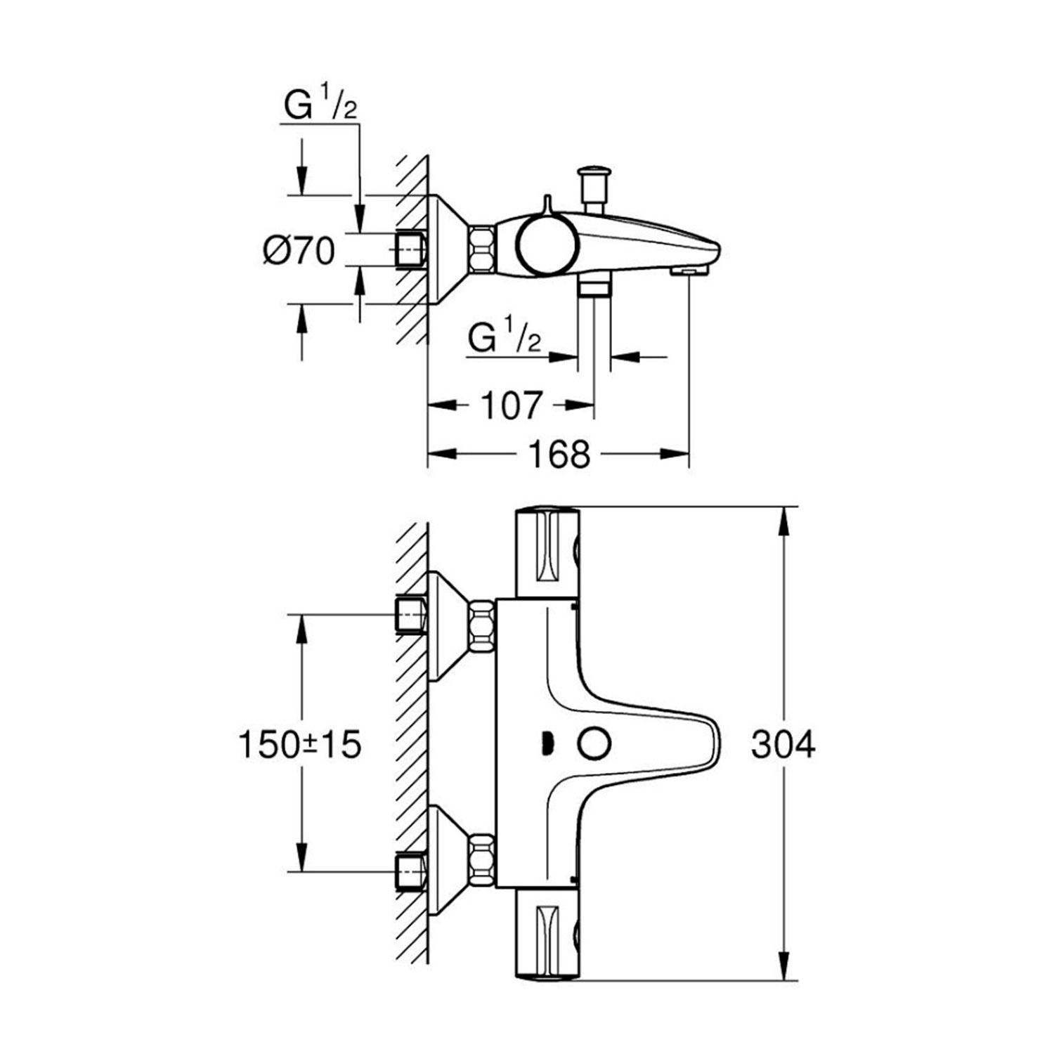 Змішувач термостатичний для ванни Grohe Grohtherm 800 34567000