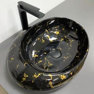 Умивальник (раковина) VBI RICCIA BLACK MARMO GLOSSY накладний