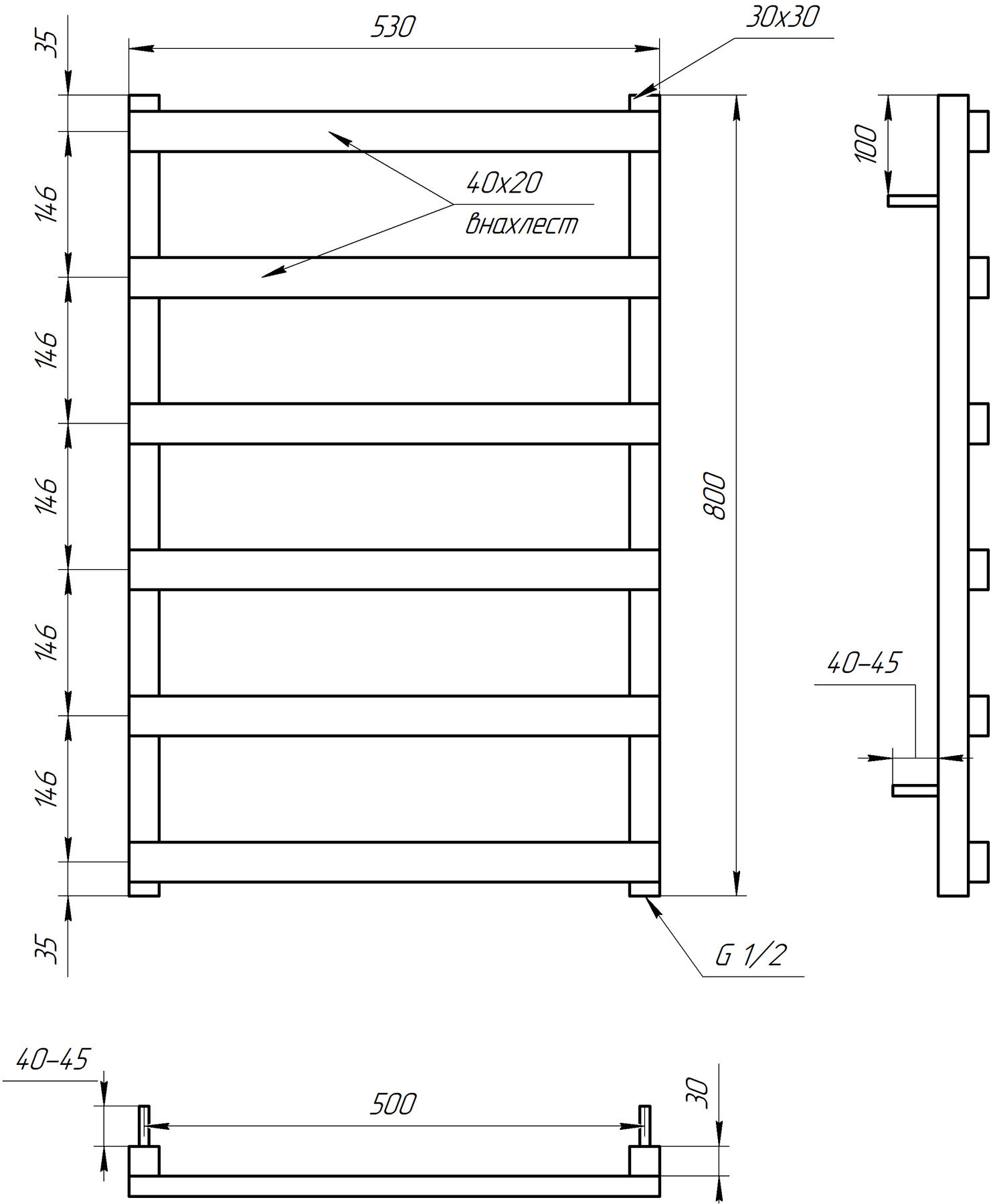 Полотенцесушитель электрический Genesis Aqua Basis 80x53 см Черный (GA-10004)