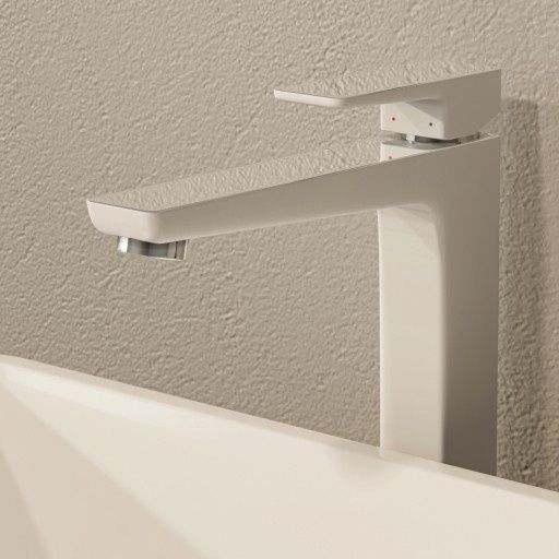 змішувач для умивальника Omnires Parma chrome/white, високий (PM7412CRB)