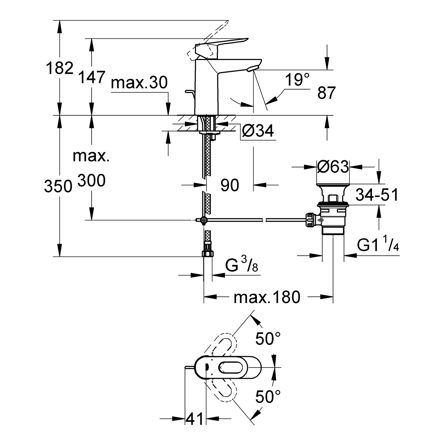 Смеситель для раковины Grohe BauLoop S-Size 23335000