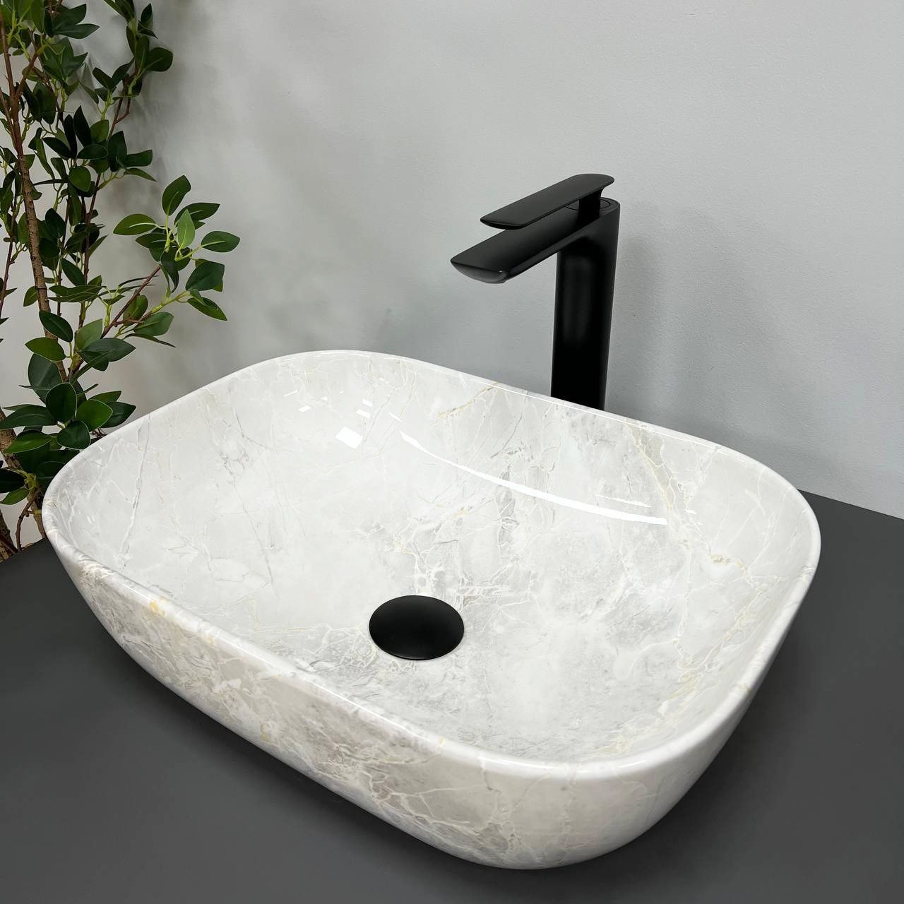 Умивальник (раковина) VBI RAVENNA LIGHT STONE GLOSSY накладний