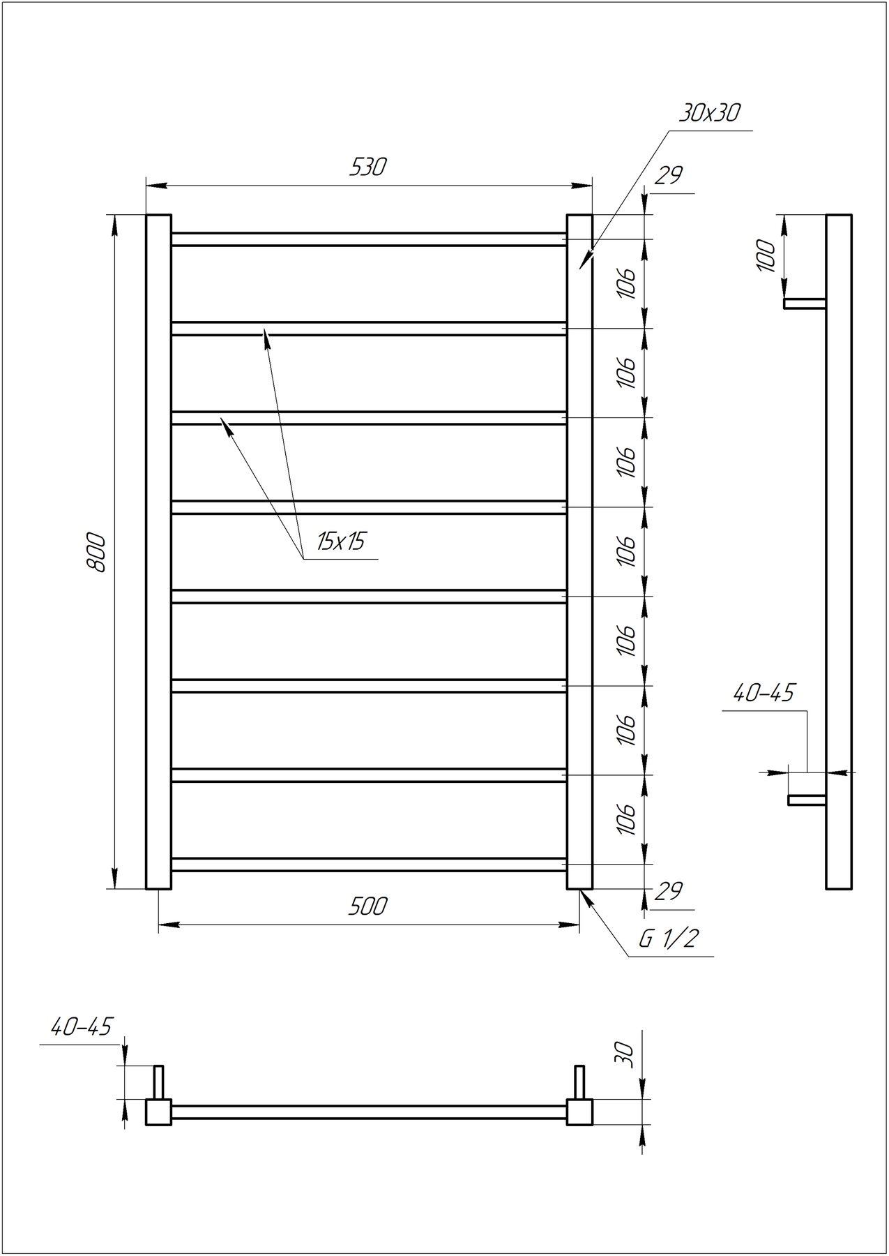 Рушникосушарка електрична Genesis Aqua Flat 80x53 см Чорний (GA-1204)