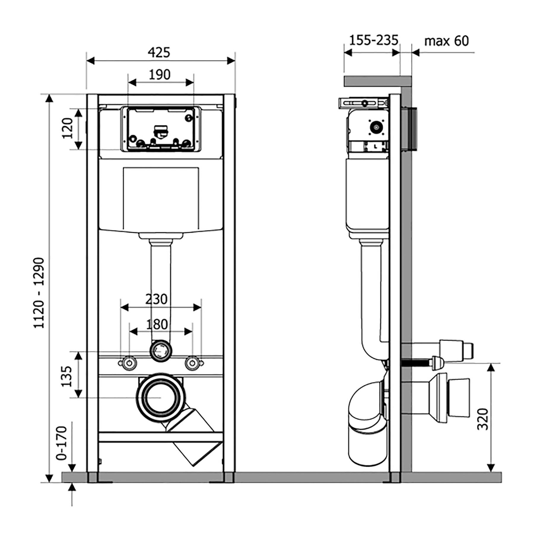 Инсталляция для унитаза Qtap Nest QT0133M425