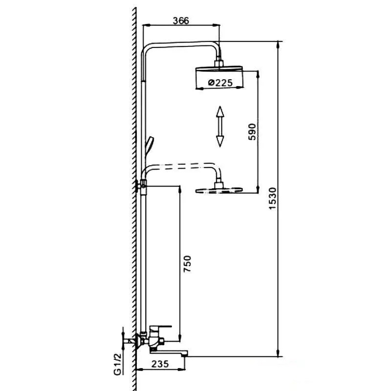 Душова система Frap F2442 Чорний/Хром (1033772)