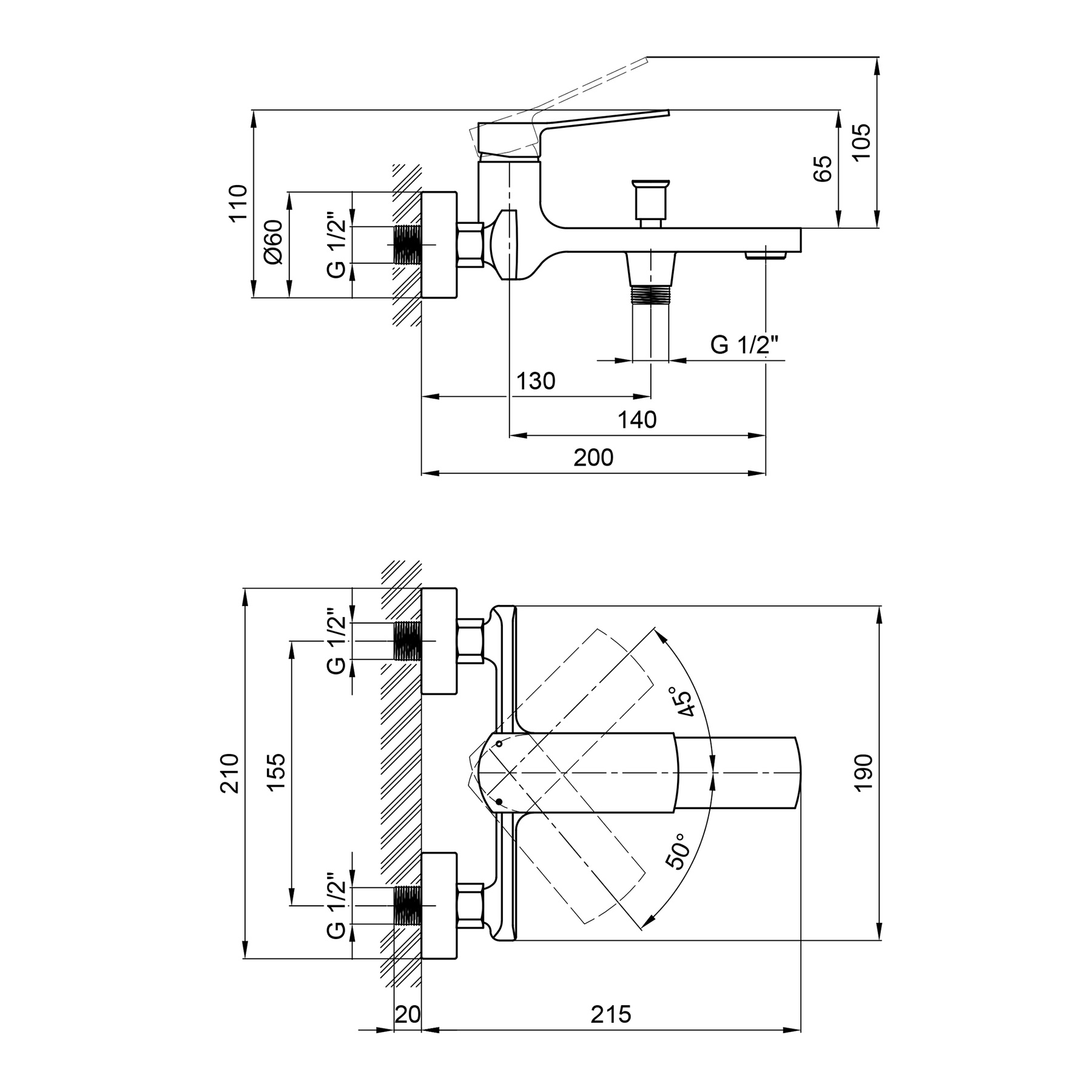 Смеситель для ванны Qtap Slavonice QTSLV3042103DC Chrome