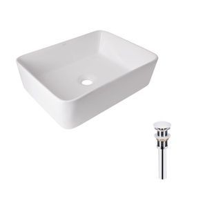 Комплект Qtap Tern: Раковина накладна прамокутна 480х370х135 мм White + Донний клапан PU02
