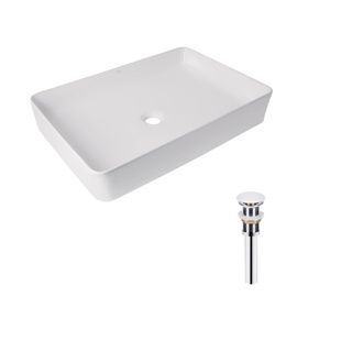 Комплект Qtap Tern: Раковина накладна прамокутна 600x400x110 мм WHITE + Донний клапан PU02