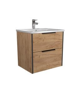 Тумба Line Craft 60 з умивальником Debut 60 дуб крафт/чорна