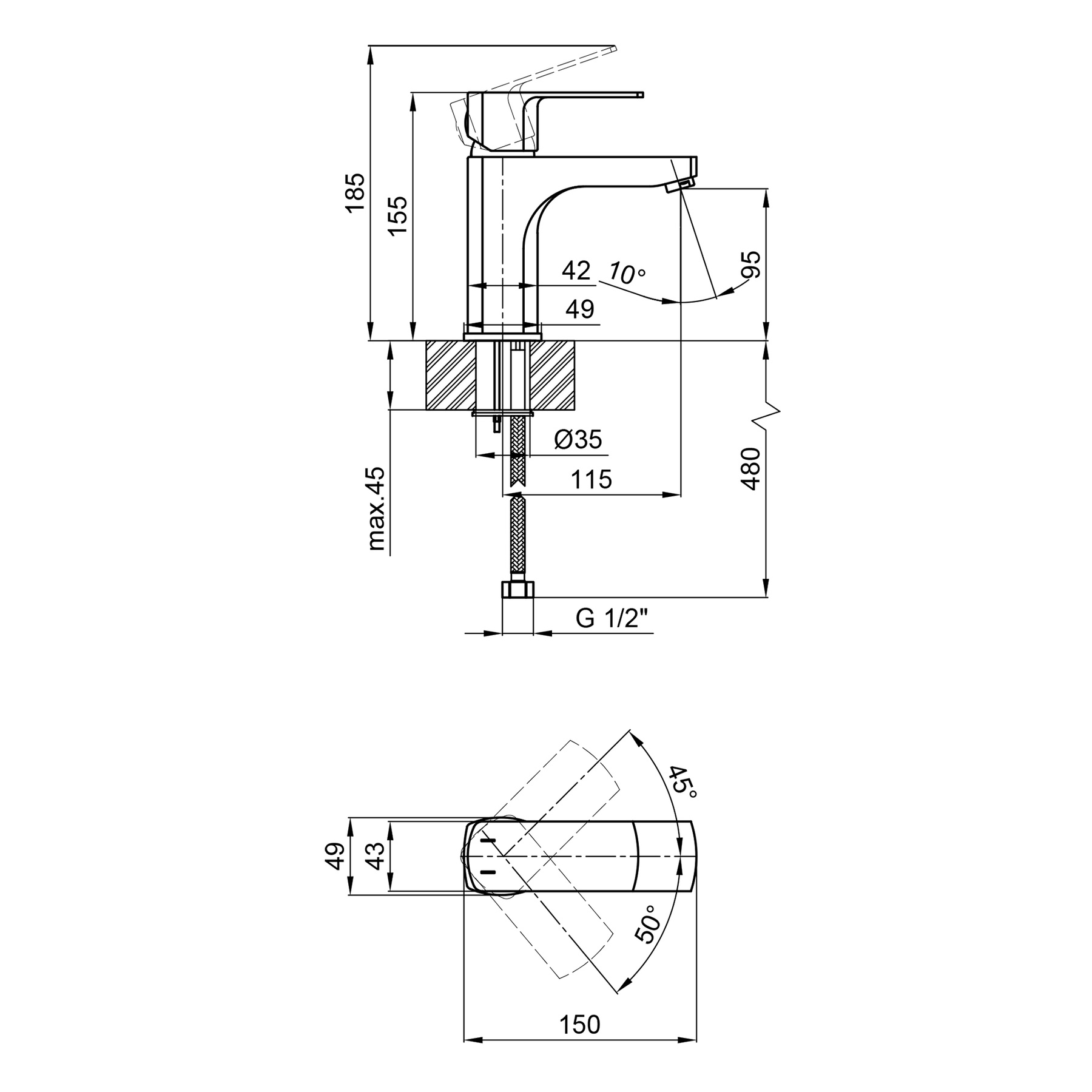 Змішувач для раковини Qtap Lipno QTLIPNO1023101G Graphite