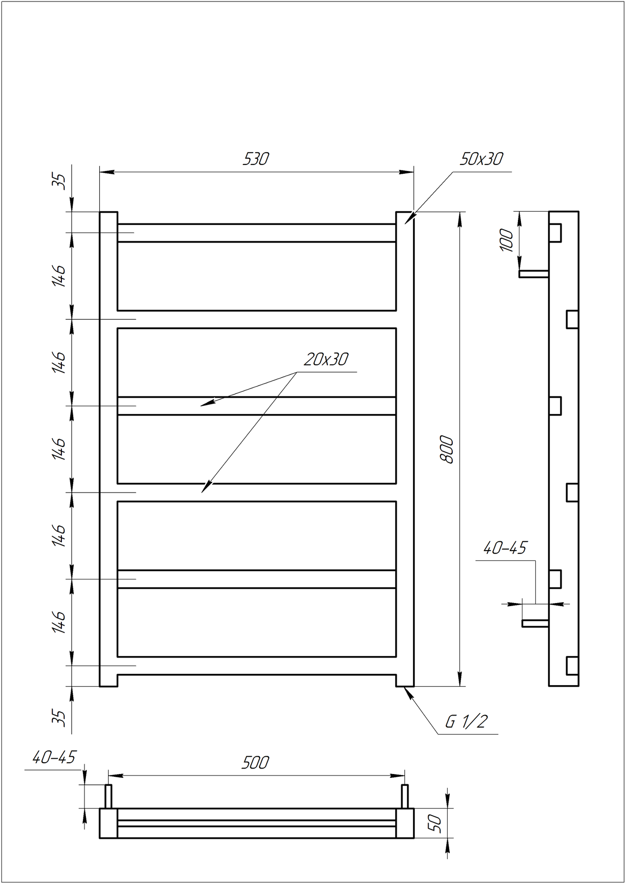 Полотенцесушитель электрический Genesis Aqua Level 80x53 см Черный (GA-1704)