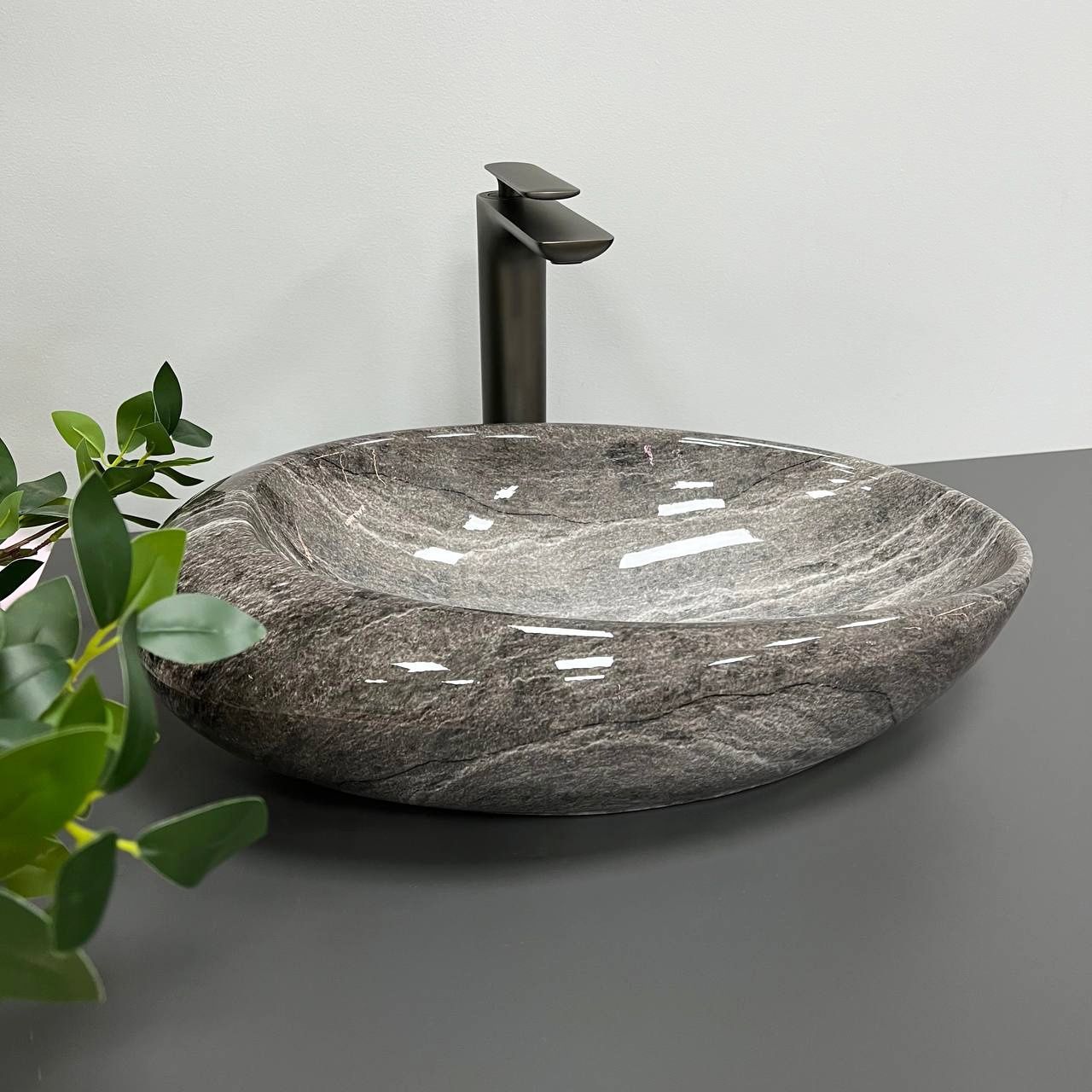 Умивальник (раковина) VBI VICENZA DARK STONE GLOSSY накладний
