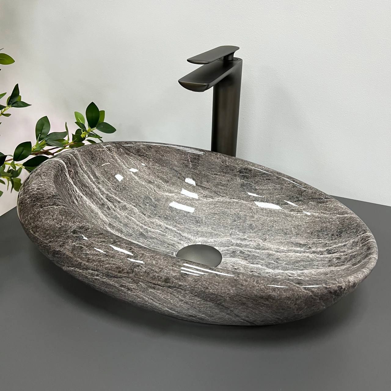 Умивальник (раковина) VBI VICENZA DARK STONE GLOSSY накладний