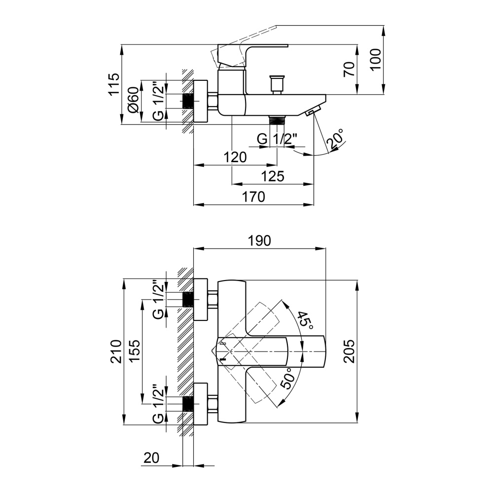 Смеситель для ванны Qtap Lipno QTNH3023101DC Chrome