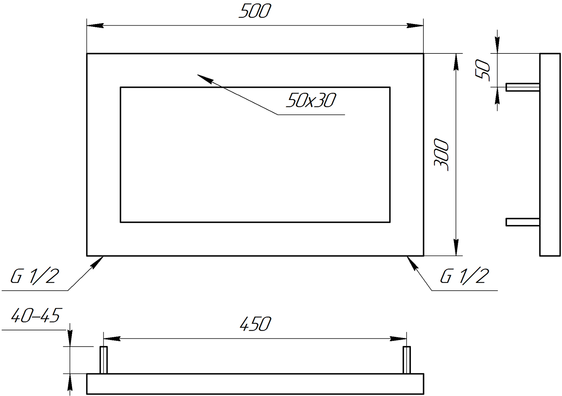 Полотенцесушитель водяной Genesis Aqua Appena 50x30 см Черный (GA-59001)