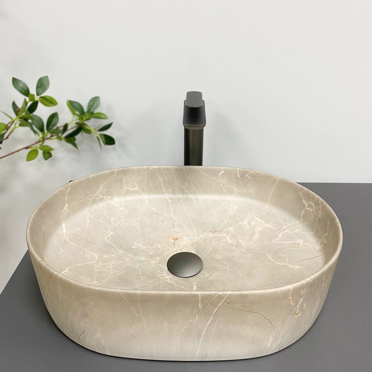 Умивальник (раковина) VBI VERONA 50 BEIGE STONE MATT накладний
