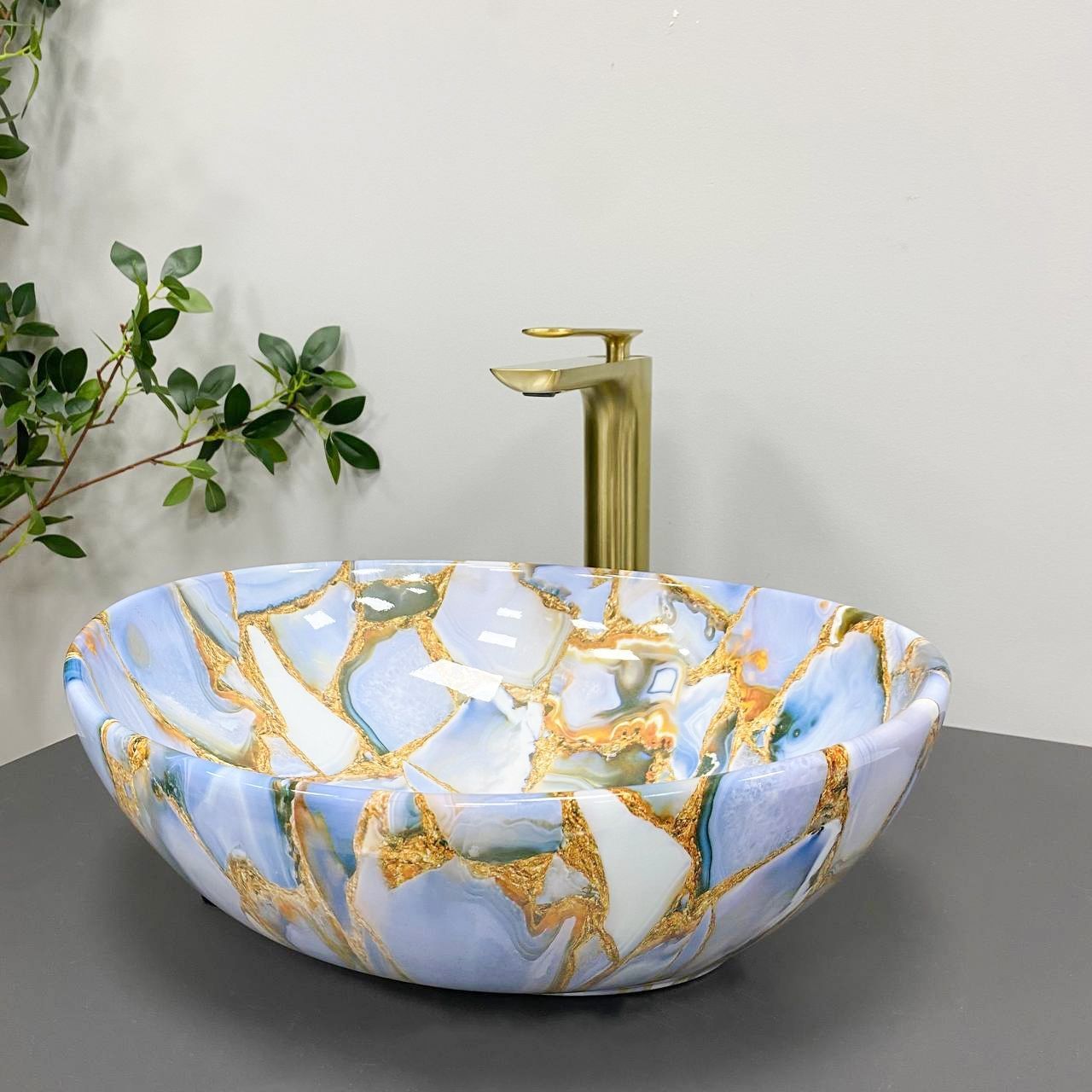 Умивальник (раковина) VBI PARMA MARBLE BLUE накладний