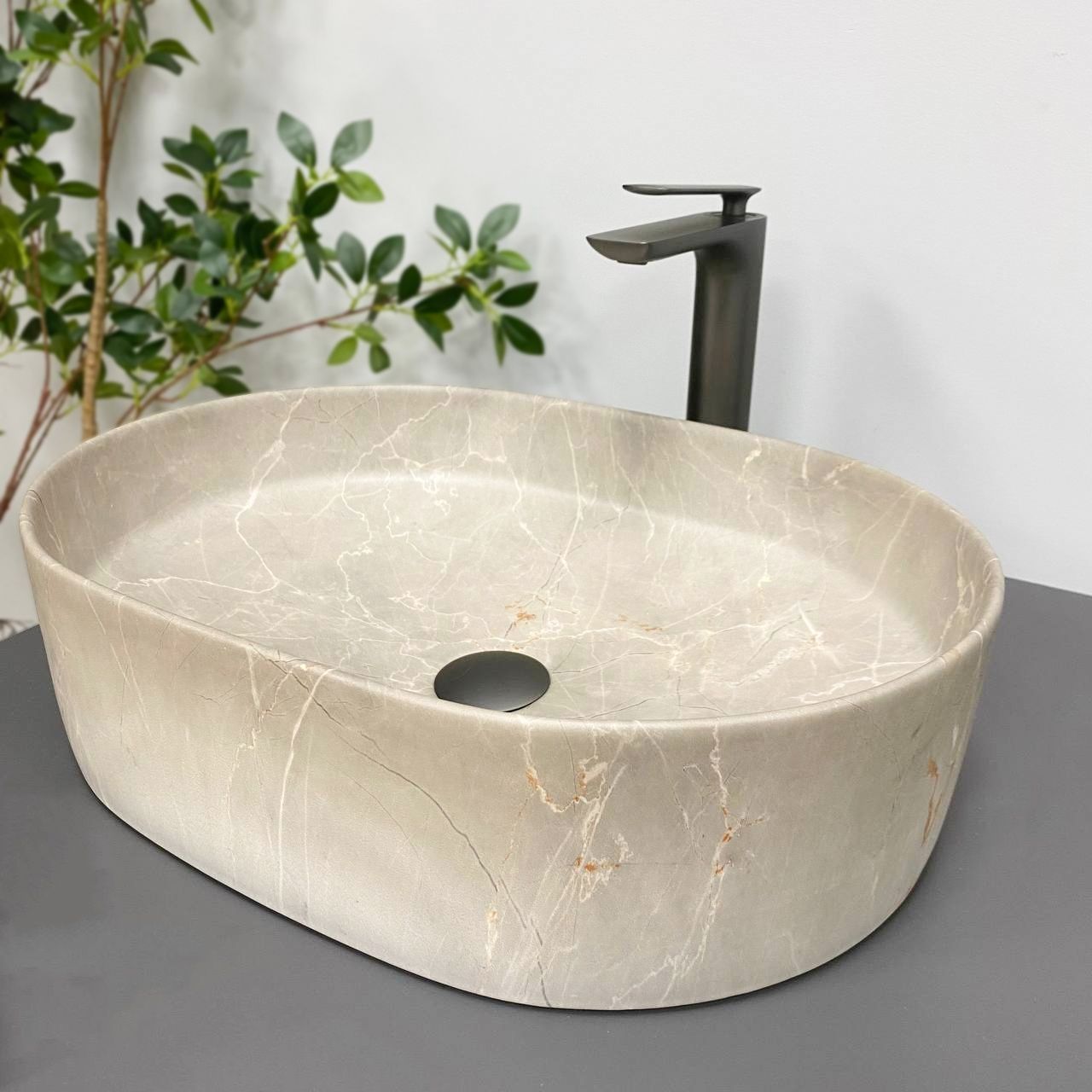 Умивальник (раковина) VBI VERONA 50 BEIGE STONE MATT накладний