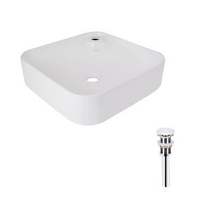 Комплект Qtap Stork: Раковина накладна квадратна 430x430x125 мм White + Донний клапан PU02