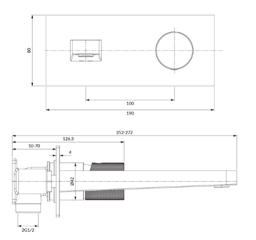 змішувач для умивальника Omnires Contour прихованого монтажу, antracite (CT8015AT)