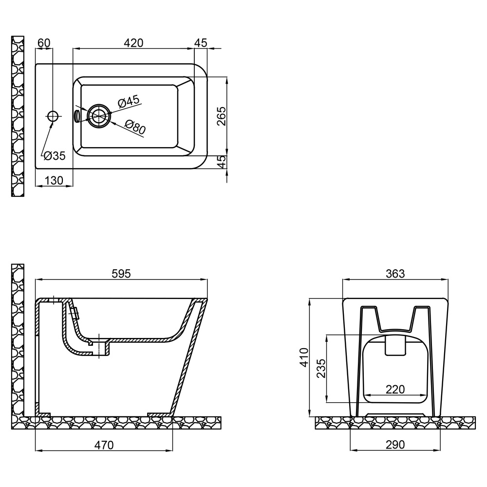 Биде напольное Qtap Tern 560х360х400 White QT1744003CW