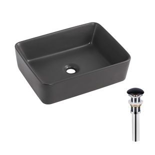 Раковина накладна Qtap Tern 480x370x135 мм, Anthracite, прямокутна, з донним клапаном QT17116069AN