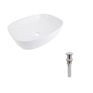 Комплект Qtap Cardinal: Раковина накладна 500&times;380&times;140 мм, White, овальна + Донний клапан Pop-up PU02
