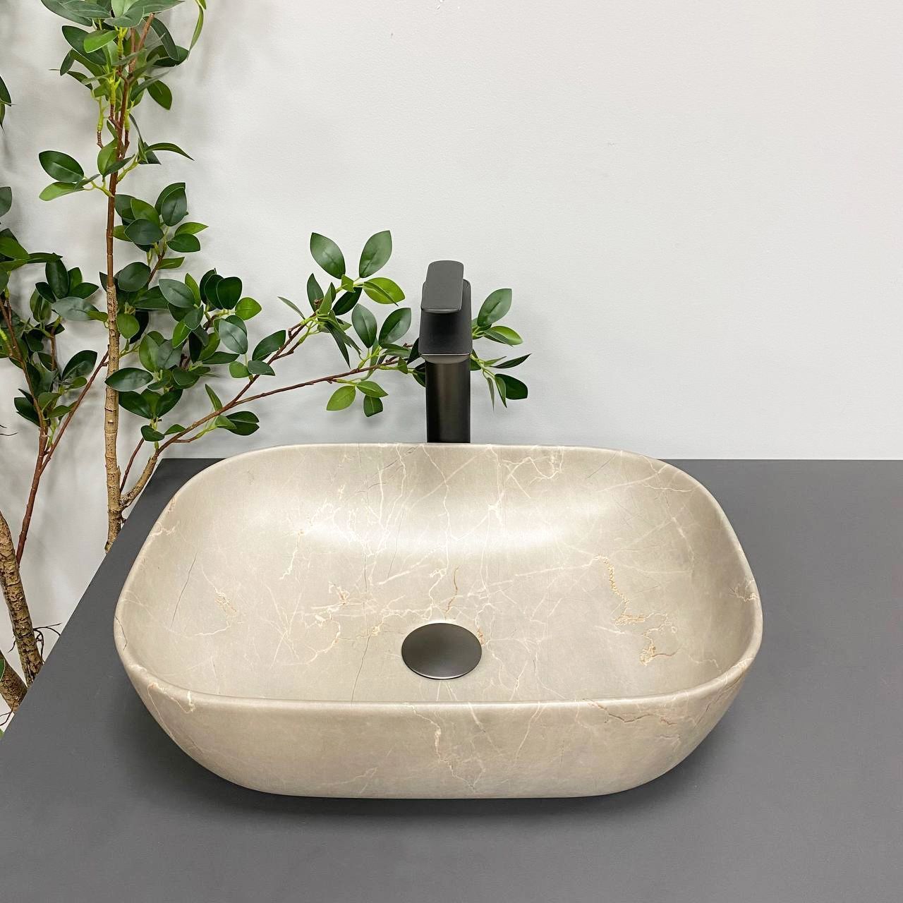 Умивальник (раковина) VBI RAVENNA BEIGE STONE MATT накладний