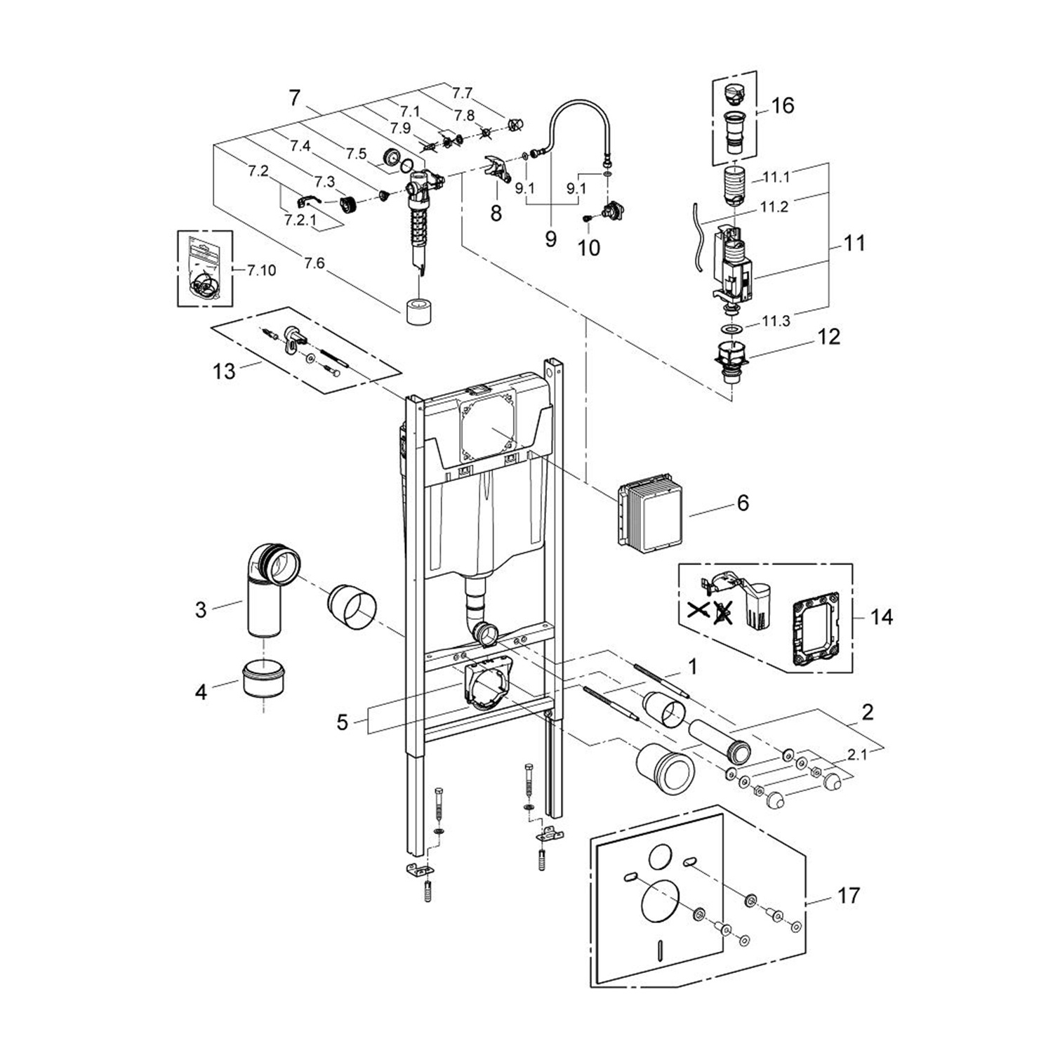 Комплект 4 в 1: Инсталяция GROHE Rapid SL 3 в 1 3884966Q + Унитаз безободковый Kroner Armada WHI513636 RIMLESS с сиденьем Slim Duroplast / Soft-close / Quick relase KA513636WHIR (3884966KA513636)