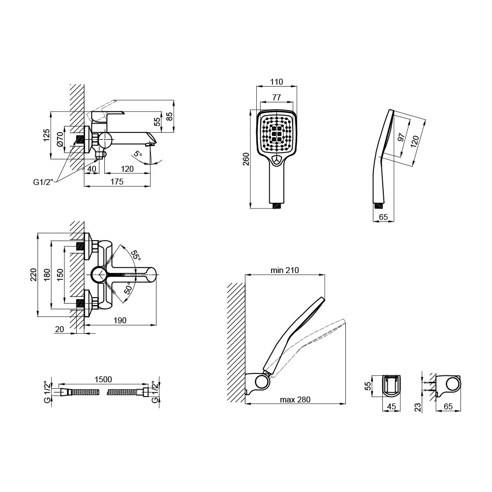 Смеситель для ванны Qtap Grand (c душевым гарнитуром) QTGRAWCR006 Chrome/White