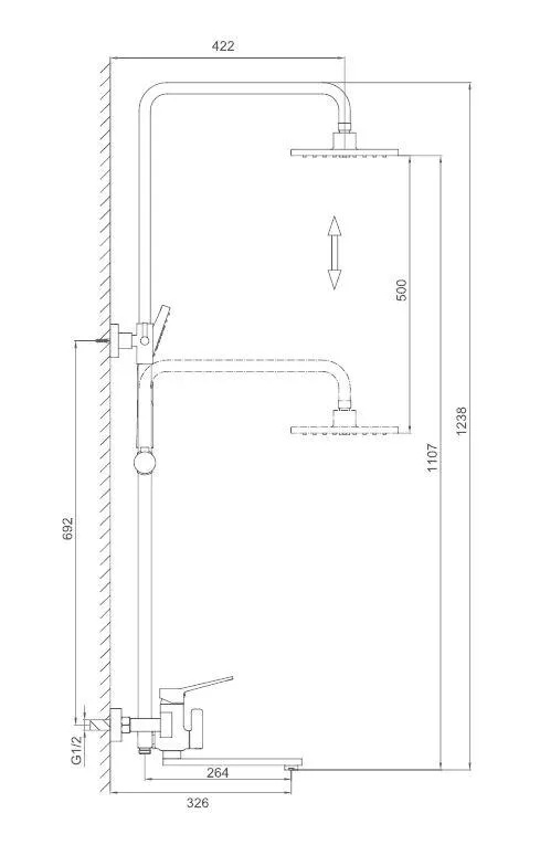 Душова система Frap F2449-6 Чорний/Хром (1040778)