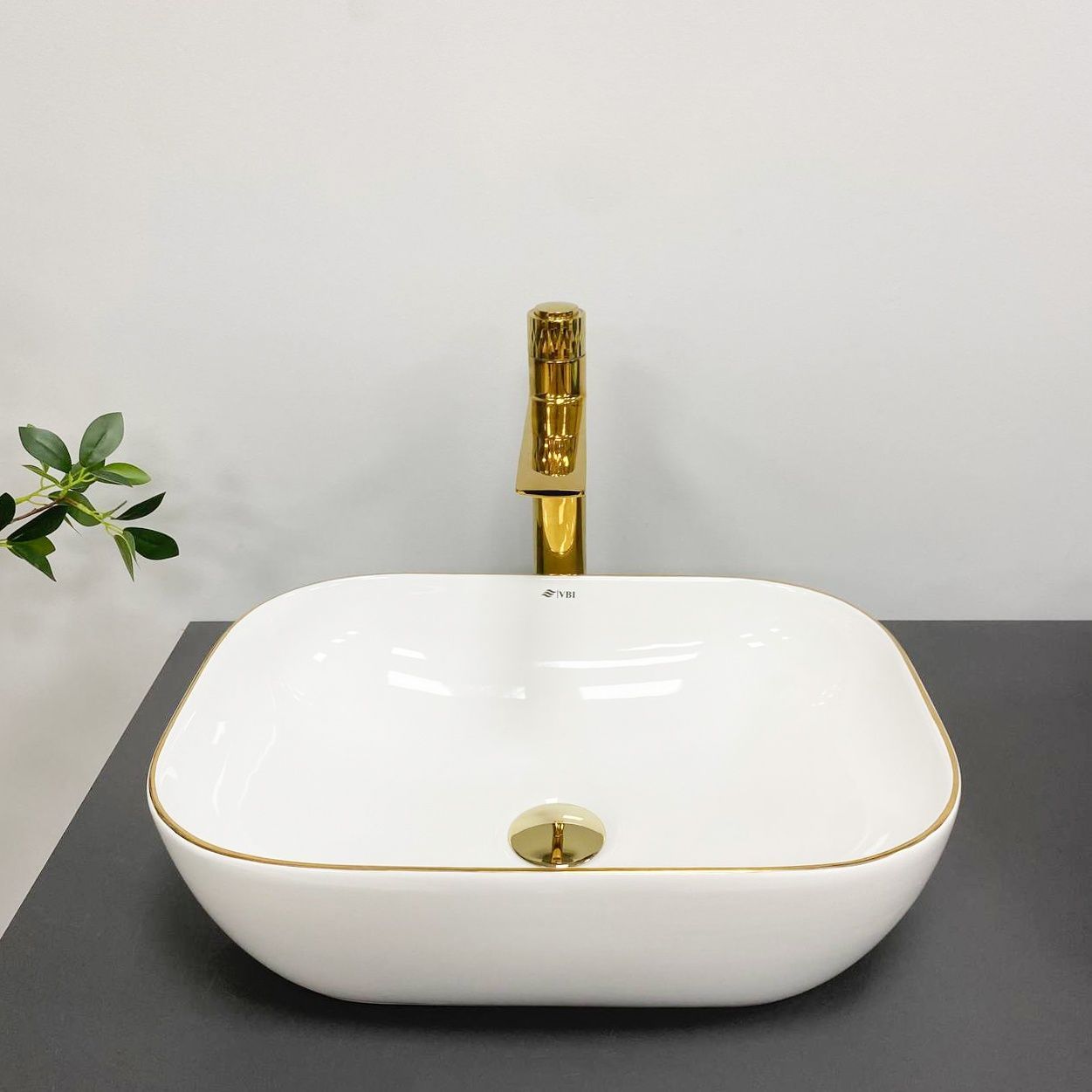 Умивальник (раковина) VBI RAVENNA WHITE GOLD EDGE накладний