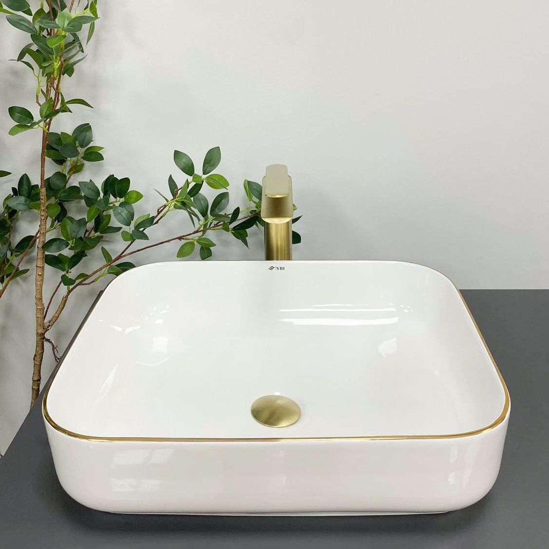 Умивальник (раковина) VBI PALERMO WHITE GOLD EDGE накладний